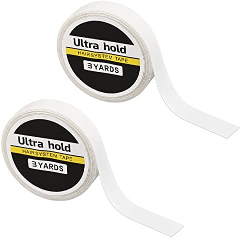 YMHPRIDE 2 PCS Lace Front Wig Support Tape, Double Sided Adhesive Roll Sticky Tape Wig Tape Replacement Tape for Salon Hair Extensions Hairpiece Toupee Hair Weft (White Tape, 0.8CM * 3Yard)