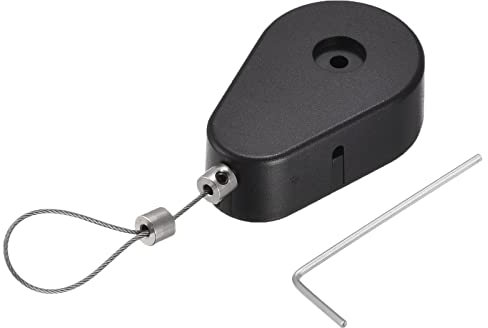 sourcing map Retractable Cable Lock with Self-Adhesive, Remote Control Security Lock Anti-Lost Rope Hardware Cable Lock 600g Tensile Force Black Pack of 2