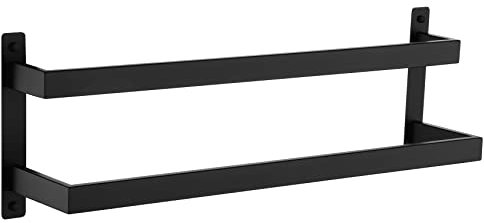 KOKOSIRI Towel Bars Black Bath Towel Holders 20 Inches Bathroom 2-Tiers Ladder Towel Rails Wall Mounted Towels Shelves Rack Stainless Steel, B5008BK-L20