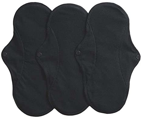 IMSEVIMSE Damenbinden Active, Regular, Bio-Baumwolle, Black (2 x 3 Stück)