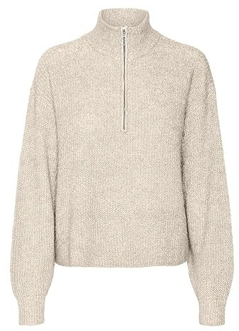 VERO MODA Damen VMMILI LS Zipper GA Boo Pullover, Birch/Detail:W. Melange, M