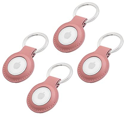 MAGATI Premium Lederhülle für Apple AirTag - Vegan Leder Case mit Robusten Edelstahl Schlüsselring - Tragbare Schutzhüllen und Zubehör für AirTag Tracker - Rose 4er - il Grado