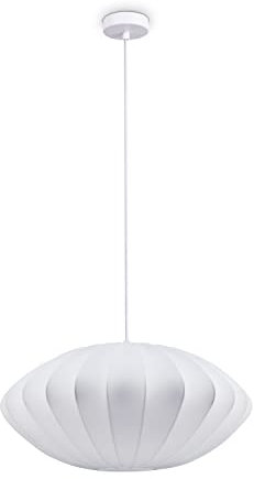 Paco Home Hängelampe Pendellampe Pendelleuchte Wohnzimmer Schlafzimmer Esszimmer Modern Lampenschirm Nylon Uni E27, Lampenart:Pendelleuchte - Typ 6, Farbe:Weiß