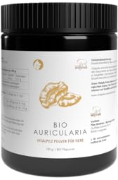 Pilze Wohlrab - Bio Auricularia Pulver für Tiere - 100 g - Reines Mu Err Pilze Pulver mikrofein - Höchste Bio-Qualität - 1 Dose - Vitalpilze - Dosierung für Tiere