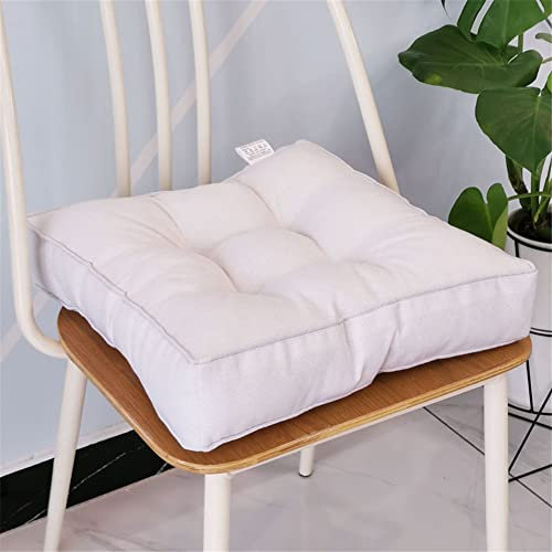 Lukery Stuhlkissen rutschfeste, Waschbare Leinen Weiche Sitzkissen Komfort Stuhlauflage als Stuhl Kissen für Outdoor & Indoor Gartenstuhl, Küche oder Esszimmerstuhl (40x40x9cm,Weiss)
