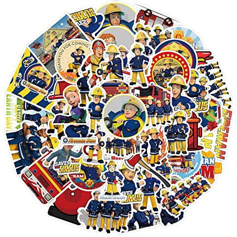 Feuerwehrmann Sam Sticker, 100PCS Feuerwehrmann Sam Aufkleber, Fireman Sam Sticker Kinder, Wasserdicht Aufkleber, Feuerwehr Party Favors, Feuerwehrmann Party Mitgebsel, für Jungen