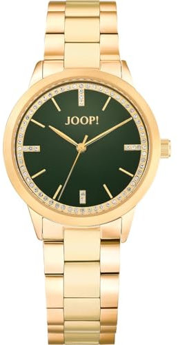 Joop! Armbanduhr Damen Quarz Analog, mit Edelstahl Armband, Gold, 5 bar Wasserdicht, End of Life System, Kommt in Uhren Geschenk Box, 2035602