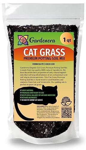 Gardenera Katzengras-Blumenerde – Schaffen Sie ein angenehmes und nahrhaftes Erlebnis für Ihre Katze – 1 Quart