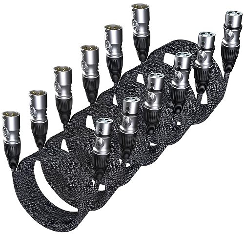 GeoHN.G XLR to XLR Cable 3M-6 Pack, 3-Pin Microphone Cable XLR Male to Female Extension Cord Compatible with Mixer Live Stage Speaker Amplifier Music Recording and More