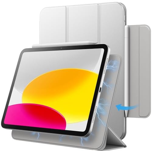 JETech Magnetisch Hülle für iPad (A16) 11./10. Generation (2025/2022), Magnetisch Befestigung, Schlank Schutzhülle mit Auto Schlafen/Wachen (Silber)