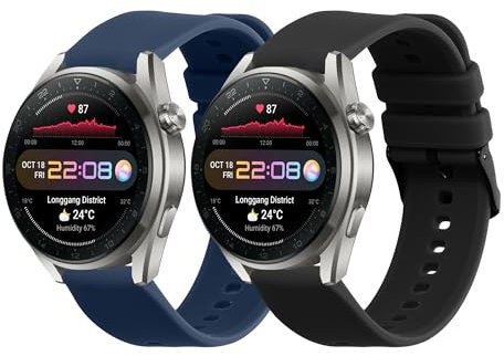 kwmobile 2x Cinturino TPU Silicone Fibbia Compatibile con Huawei Watch 4 Pro/Watch 4 / Watch 3 Pro/Watch 3 Cinturino - Cinturini 14-22 cm