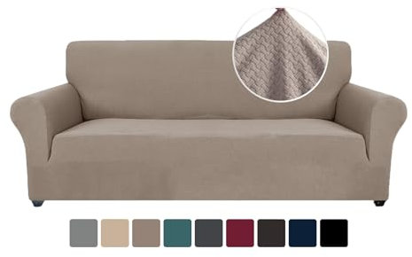 Ystyle Housse Canapé 3 Places avec Accoudoirs, Extensible Housses de Canapé, Universelle Housse Canape Protection Chat Chiens Griffures, Housse Fauteuil Antidérapante, Sable
