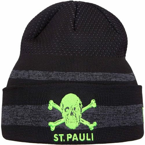 FC St. Pauli Totenkopf Beanie Wintermütze (DE/NL/SE/PL, Alphanumerisch, Einheitsgröße, schwarz/grün)