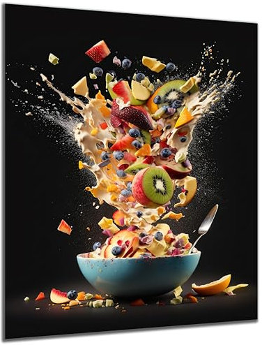 DARO Design - witziges Küchen-Bild auf 6mm HDF 70x50 cm Obstsalat - Wand-Deko Bilder Lustiges Geschenk