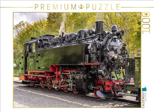 CALVENDO Puzzle Dampflock 99 731 der Schmalspurbahn der Region Oberlausitz im Bahnhof Kurort Jonsdorf. | 1000 Teile Lege-Größe 64 x 48 cm Foto-Puzzle für glückliche Stunden