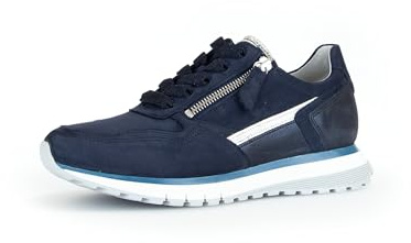 Gabor Damen Low-Top Sneaker, Frauen Halbschuhe,Komfortable Mehrweite (H),schnürer,Plateausohle,straßenschuhe,Blue/Silber,41 EU / 7.5 UK