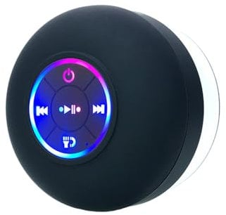 Temoo Bluetooth Waterproof Shower Speaker, USB Bathroom Suction Cup Speaker with LED Lights, IPX4 Waterproof, For All Ages