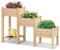 COSTWAY 3 Tier Raised Garden Bed, Fir Wood Elevated Planter with Storage Shelf, Drainage Holes, Wooden Vertical Flower Growing Box for Patio Yard Balcony