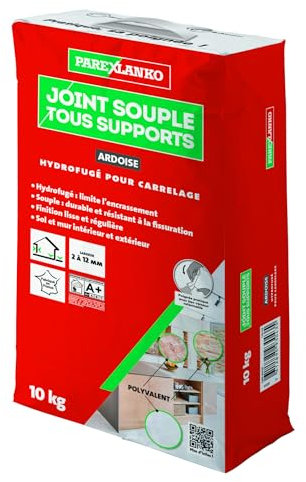 PAREXLANKO - Joint Souple tous Supports - Ardoise - Joints de Carrelage de 2 à 15 mm Soumis à de Fortes Sollicitations - Neuf et Rénovation - Sol et Mur - Intérieur et Extérieur - 10 kg