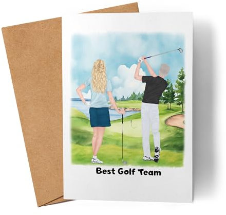 Kiddle-Design Golfer Paar Karte Personalisiert Golfgeschenk für Golfspieler Golftrainer Geburtstagskarte Geburtstag Golfer Mann Golf Gadget