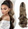 Gairyan 50cm Pferdeschwanz Haarteil Zopf Extensions Lang Lockige Claw Clip in Ponytail Extensions Synthetik Haare Extensions Gewellt Haarteil Haarverlängerung für Frauen (Aschblond)