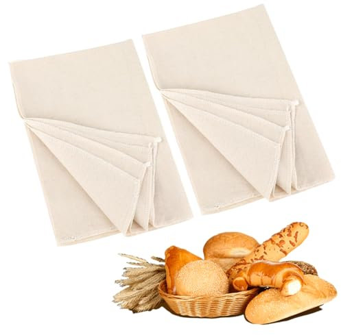 TYVOM 2PCS Large Bakers Cloth Bread Fermented Cloth, 75 * 45 CM Professional Bread Making Baking Proofing Cloth, Bread Proofing Basket for Bread Dough Baking, Thick Baking Bread Cloth for Baguettes