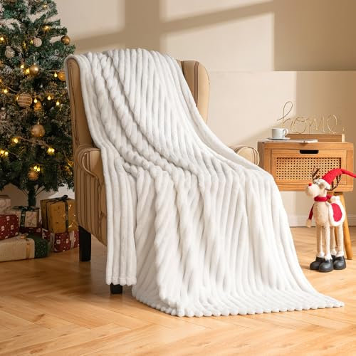 MIULEE Kuscheldecke Flauschig Decke Fleecedecke Flanell Einfarbig Wohndecken Couchdecke Flauschig Überwurf Mikrofaser Tagesdecke Sofadecke Blanket Für Sofa Schlafzimmer 50x60Inch 125x150cm Weiß