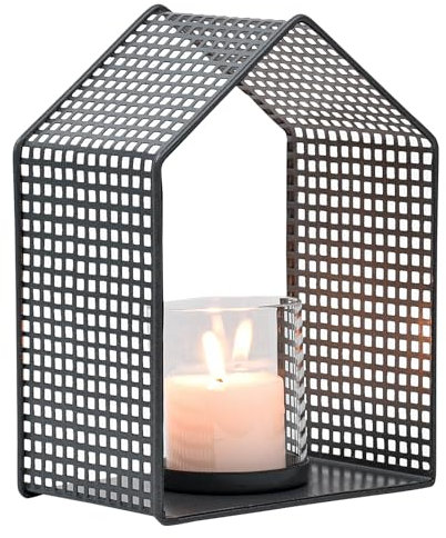 Marrakech Izia Photophore décoratif scandinave en métal et verre Anthracite Photophore comme décoration de printemps, salon, table