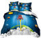 ZZTBQ Rakete Stern Und Raum Blau Bettwäsche für Kinder 135x200 Kinderbettwäsche Bettbezug und Kissenbezug-Set Planet Und Universum Raumschiff Rakete Einzelbettwäsche Set