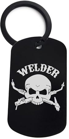 Lauthings Welder Skull, Keychain, Keyring, Pin Steel, Dog Tag Key Holder
