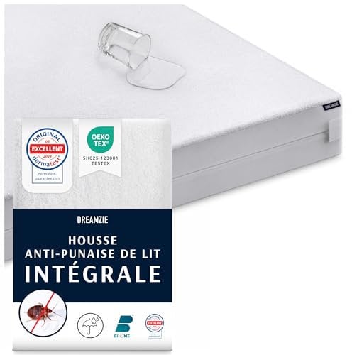 Dreamzie Matratzenbezug 90 x 200 (20cm) gegen Milben und Bettwanzen - Milbenbezug Matratzen Komplett mit Reißverschluss - Matratzenschoner 90 x 200 für Allergiker - Wasserdicht, Bi-Ome und Öko-Tex