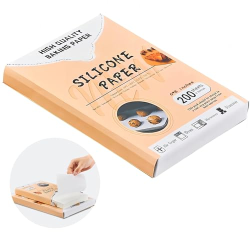 Parchment Paper Sheets 200Pcs, 6 * 8 in Precut Non-Stick Baking Parchment Paper for Oven Liners/Air Fryer/Grilling,White Parchment Sheets for Baking Air Fryer Paper Liners
