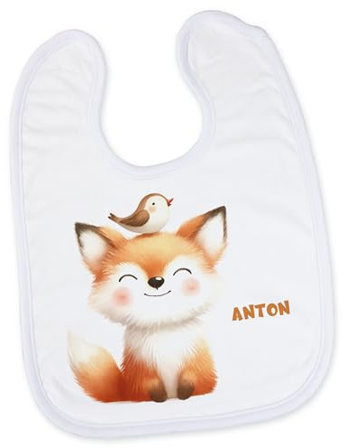 GRAZDesign Lätzchen personalisiert mit Namen Fuchs Baby Geschenk Geburt, Taufe
