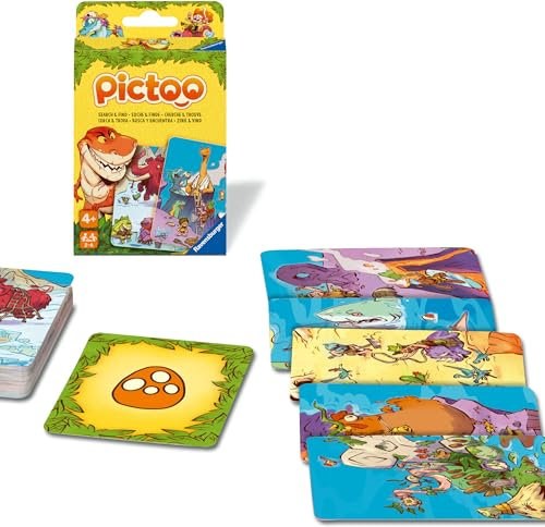 Ravensburger - Juego De Mesa 4 Años Pictoo Dino | Juegos De Mesa 4 Años | Juego para Toda La Familia | 2-6 Jugadores | Juegos De Mesa | Juegos De Cartas | Juego Cartas niños