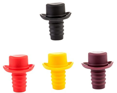 FUNOMOCYA 4 Stück Silikon Weinflaschenverschluss Partyhutform Auslaufsicher Weinstopper Wiederverwendbar Für Weinflaschen Frischhaltung Getränkeflaschenverschluss