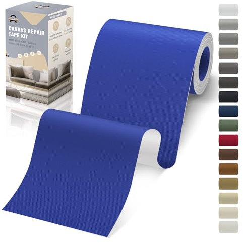 Flicken Selbstklebend Stoff, 10 x 200 cm Leinwand, Blau, Wasserdichtes Flicken für Sofa, Zelt, Möbel, Autositz, Liege