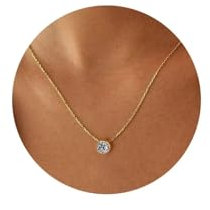 TINGN Gold Geburtsstein Anhänger Kette Damen, 18K Vergoldet April Geburtsstein Diamant Halskette Mode Runde Cut Geburtsstein Schmuck Geburtstag Geschenke für Mädchen Frauen Mutter Freundin