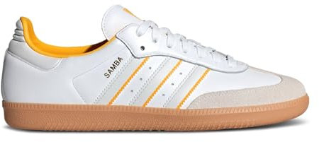 adidas Originals Samba - Zapatos de fútbol para hombre, Blanco nube/blanco cristal/amarillo, 10.5 US