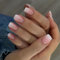 24PCS Press On Nails - Nude Pink Short Length Fake Nails - Short Square Press on Nails Gradient Pink - Acrylic Full Cover Stick on Nail with Glue Fake Nails Women Girls Nail Art