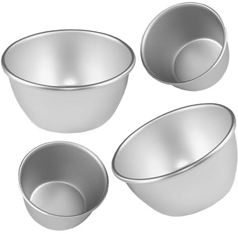 4 Pack Pudding Moulds, Mini Pudding Basins, Aluminium Baking Cups Nonstick Muffin Tin Dariole Moulds Egg Tart Mould Cups Cupcake Basins for Kitchen DIY Cooking (Pack of 4)