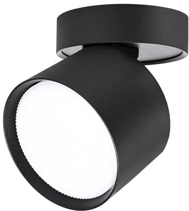 LICHT DISCOUNT LED Aufbauspot Flach 230V Ø84x80mm Drehbar und Schwenkbar Schwarz Matt inkl. 5W GX53 Leuchtmittel Warmweiß 2700K 350LM Aufbaustrahler Deckenspot Deckenleuchte Aufputz