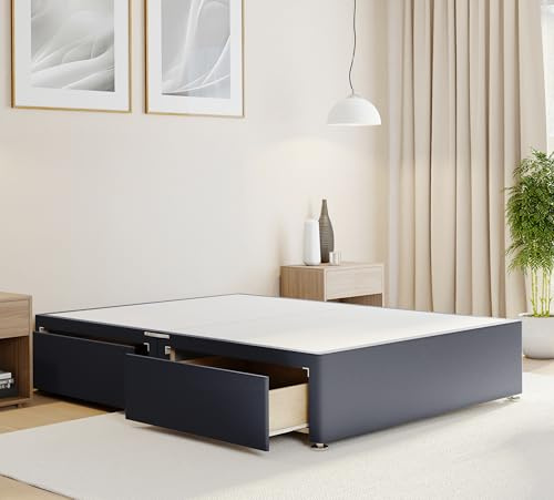 ComfoRest – Functional 4FT Small Double Divan Bed Base with 2 Drawers | Space-Saving Frame with Built-In Storage for Compact Bedrooms or Guest Rooms | No Mattress, No Headboard (Grey Plush)