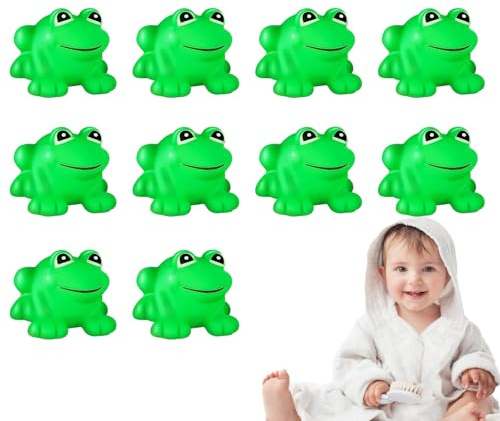 Gummi Frösche, Bad Spielzeug,Frösche Quietschen Und Schweben Gummi Bad Spielzeug | 10x Mini Quietschen Float Dusche Schwimmen Bad Pool Dekoration Miniatur Für Kuchen Dekoration Klassenzimmer Karneval
