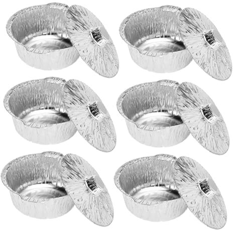 Toddmomy 6 Pièces Pots Aluminium Jetables avec Couvercles Récipients Alimentaires Multifonctionnels pour Cuisson et Camping pour Oysters et Plats Variés