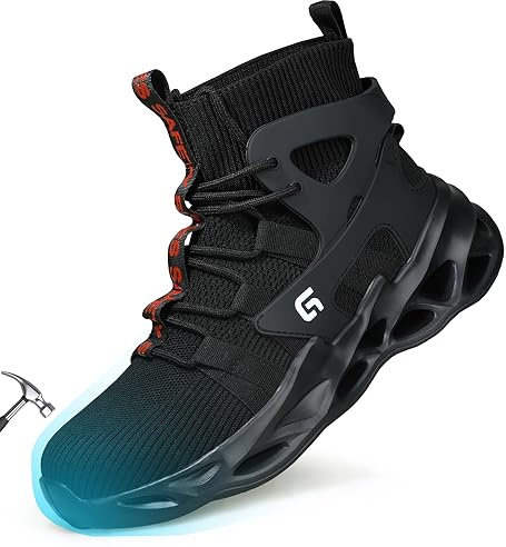 LAoutun Safety Trainers Steel Toe Cap Trainers Mens Safety Boots Lightweight Work Boots Breathable Safety Shoes Construction Industrial Steel Toe Cap Sneakers