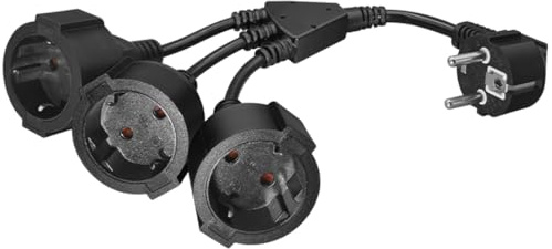 Strhowill Schuko Winkel Verteiler, 1 auf 3 Dreifach-Dosen Stromkabel