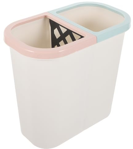 SEWACC Dual Compartment Household Trash Bin White Small Dry and Wet Waste Separator Kitchen Garbage Can for Home Bathroom