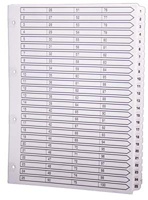 Exacompta MWD1-100Z Karton-Register DIN A4 100-teilig mit plastifizierten Taben 1-100 und bedruckbarer Indexseite ideale Trennblätter für Ihre Dokumente weiß