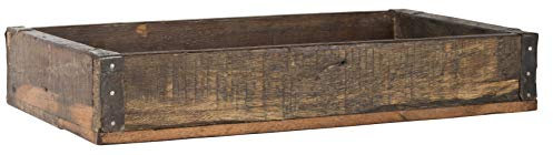 LS-LebenStil Vintage Holztablett Unika - 35x20x6cm - Rechteckig - Braun Ziegelform - Holz Aufbewahrungs-Box Serviertablett Holzbrett Küchentablett Pflanzkübel Besteckkasten Deko Kerzentablett