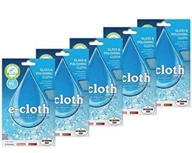 E-Cloth Glass & Polishing Cloth, Sustainable Microfibre Cleaning Cloth Set, Perfect Cleaner for Glass, Windows and Mirrors, Washable and Reusable, 100 Wash Promise, Assorted Colours, 5 Pack